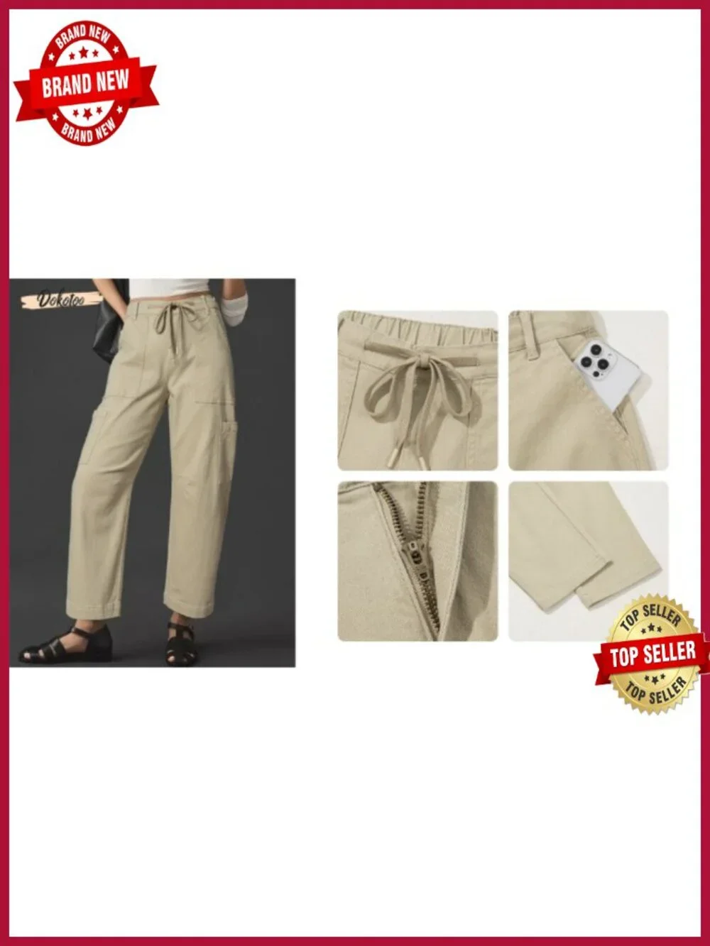 High Waisted Wide Leg Cargo Jeans for Women Baggy Stretch Cotton Pants